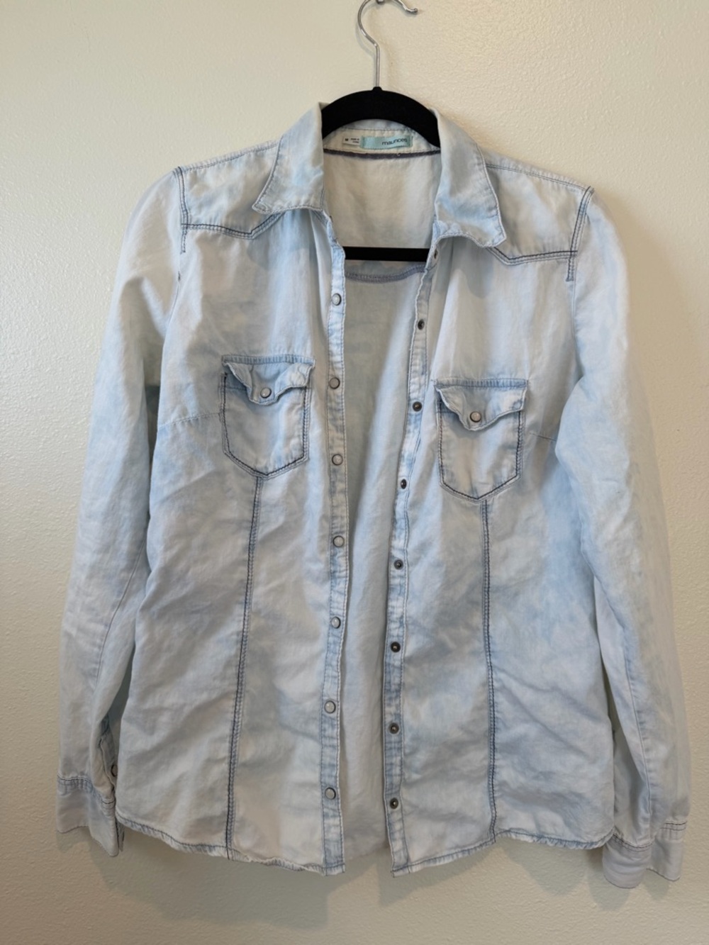 Maurices Light Wash Button-Down Denim Shirt